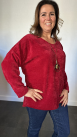 Baby rib sweater met ketting wijnrood