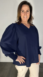Blouse Emma met pofmouw marine