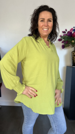 Crepe blouse Leonie met ruche Avocado