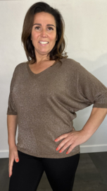 Trui silver sparkle donker taupe