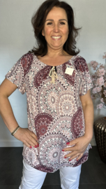 Shirt met koord travel Dreams aubergine