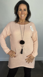 Gebreide trui Anna met ketting roze