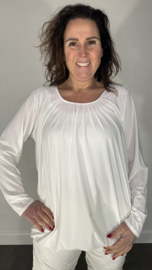 Ballon shirt travel met elastiek ecru