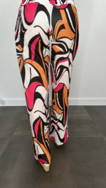 Plisse broek met wijde pijp FANTASIA oranje SALE