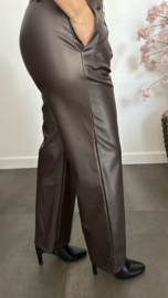 Lederlook pantalon natasja Choco