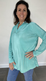 Plissé blouse met kraagje mint