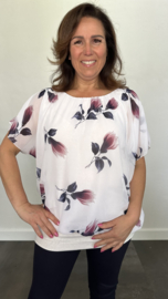 Blouse met boord magolia ecru