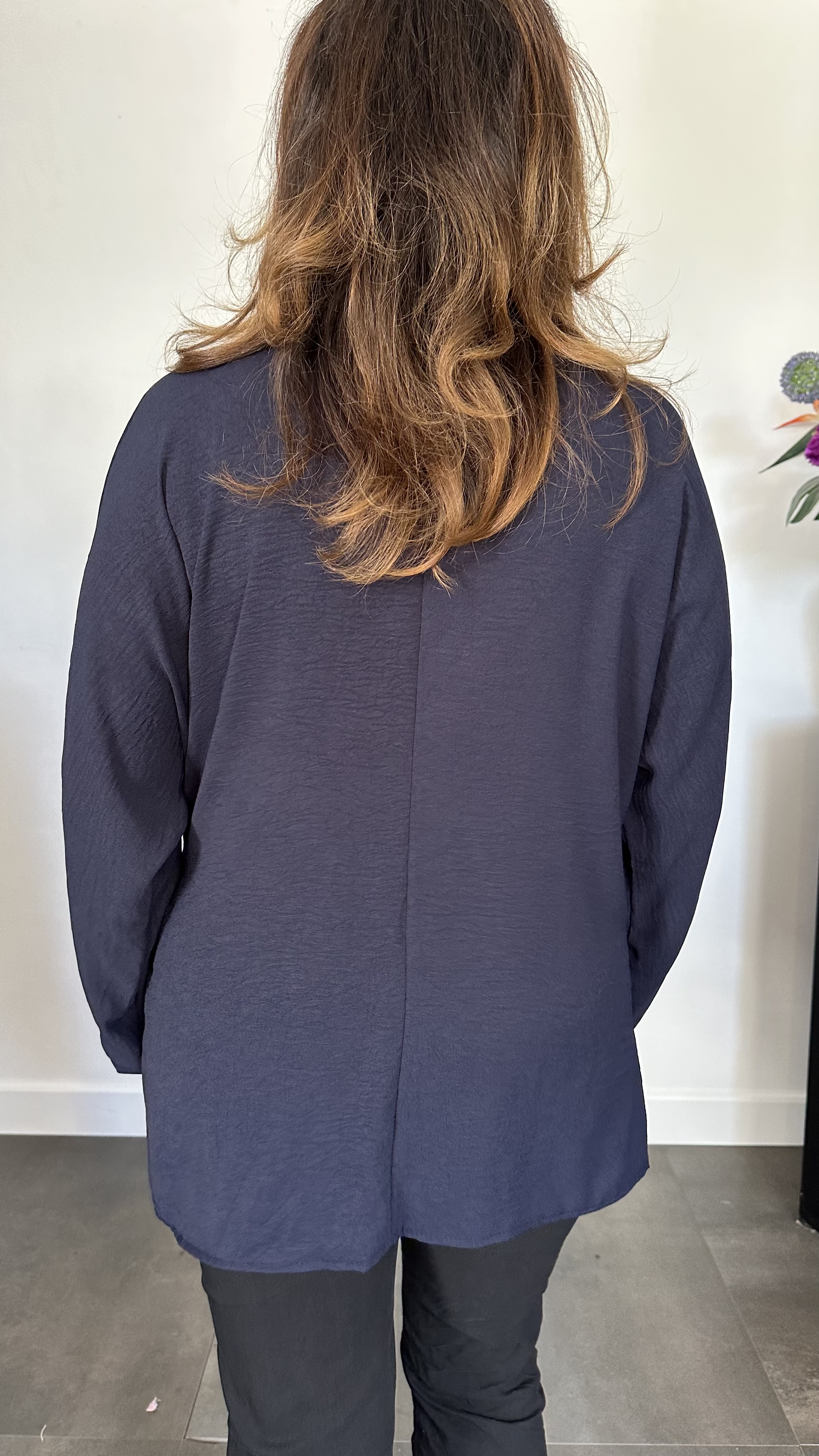 Shirt met strik Reza marine