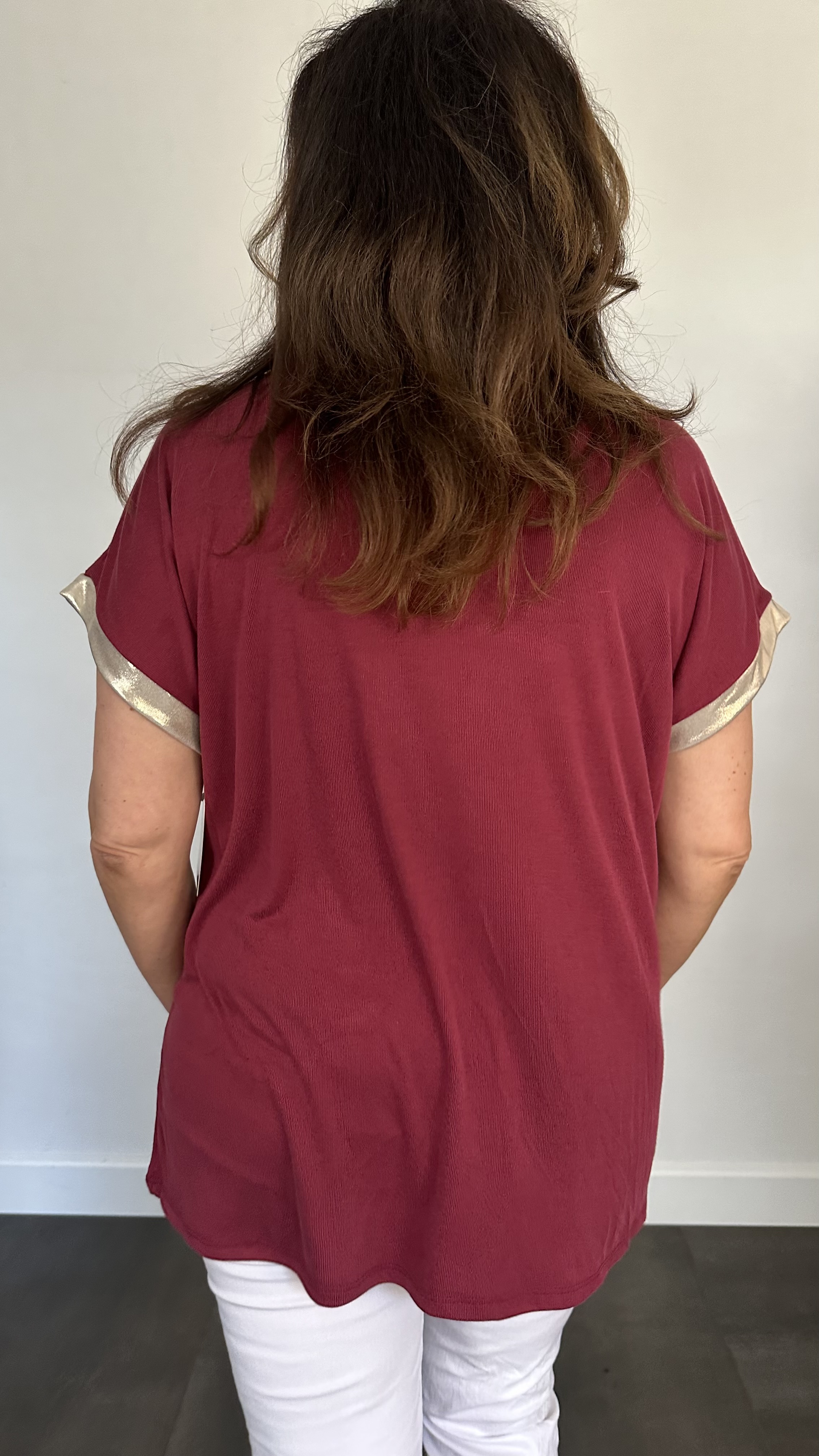 Shirt Milou goud/bordeaux