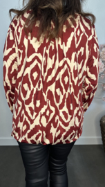 Ballon shirt met elastiek fantasy animal bordeaux