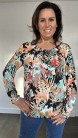 Ballon shirt met elastiek julia zwart/mint