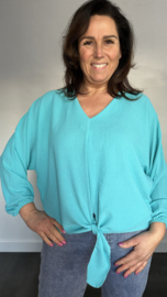 Top met strik CREPE  smaragd