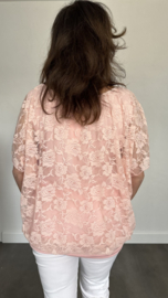Blouse met boord KANT roze