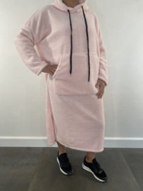 Fluffy jurk met capuchon baby roze