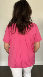 Ballon shirt travel met elastiek fuchsia licht