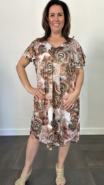 Stretch jurk Gold paisley roze