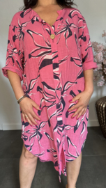 Linnenlook jurk Jade Fuchsia