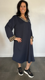 Sweaterdress panter +SIZE marine SALE