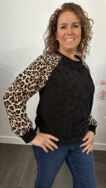 Velvet sweater panter sparkle Zwart