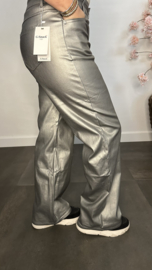 Lederlook broek G-smack "Wide leg" taupe