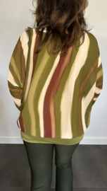 Blouse met boord wavy stripes avocado