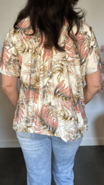 Ballon shirt met elastiek Old leaves ecru