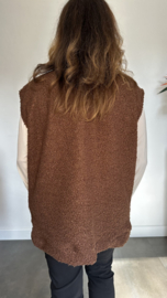 Teddy bodywarmer met knopen licht bruin
