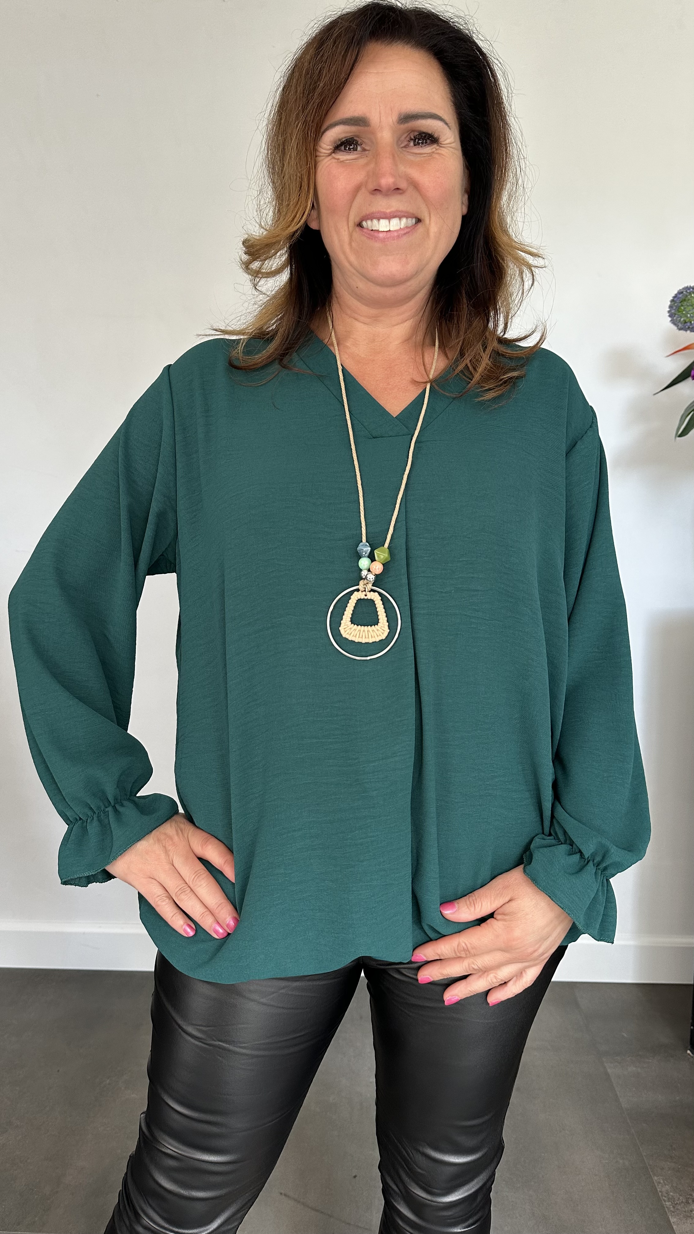 Top Maya lange mouw +SIZE flessen groen