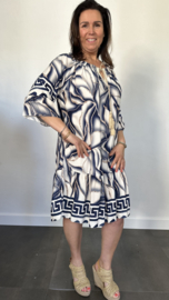Jurk Linda met strook marine