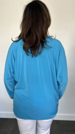 Top met strik travel turquoise blauw
