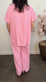 2-Delig pak met v-hals en sjaaltje Pink