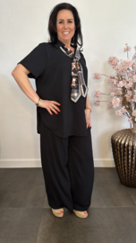 2-Delig pak met v-hals en sjaaltje Zwart