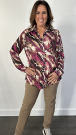 Stretch blouse travel panter paint magenta