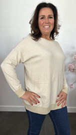 Fijn gebreide trui Sparkle met zakjes Ecru