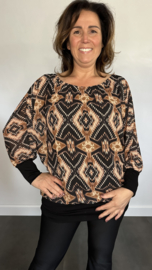 Blouse met boord aztec zwart