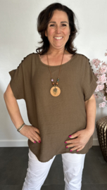 Shirt Nora kant +ketting Choco