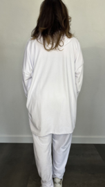 2-Delig velvet comfy pak met capuchon wit  +SIZE SALE