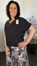 Top met knoop Sparkle Zwart