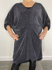 Glitter tuniek/ jurk met twist zilver 