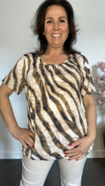Ballon shirt met elastiek Zebra bruin