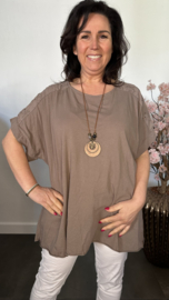 Shirt Jessica met ketting Taupe