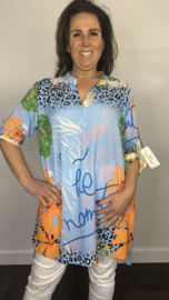 Blouse animal love blauw