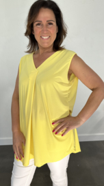 Lang mouwloos shirt met v-hals travel geel