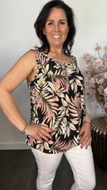 Ballon top old leaves zwart