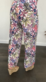 Flared broek gebloemd fuchsia