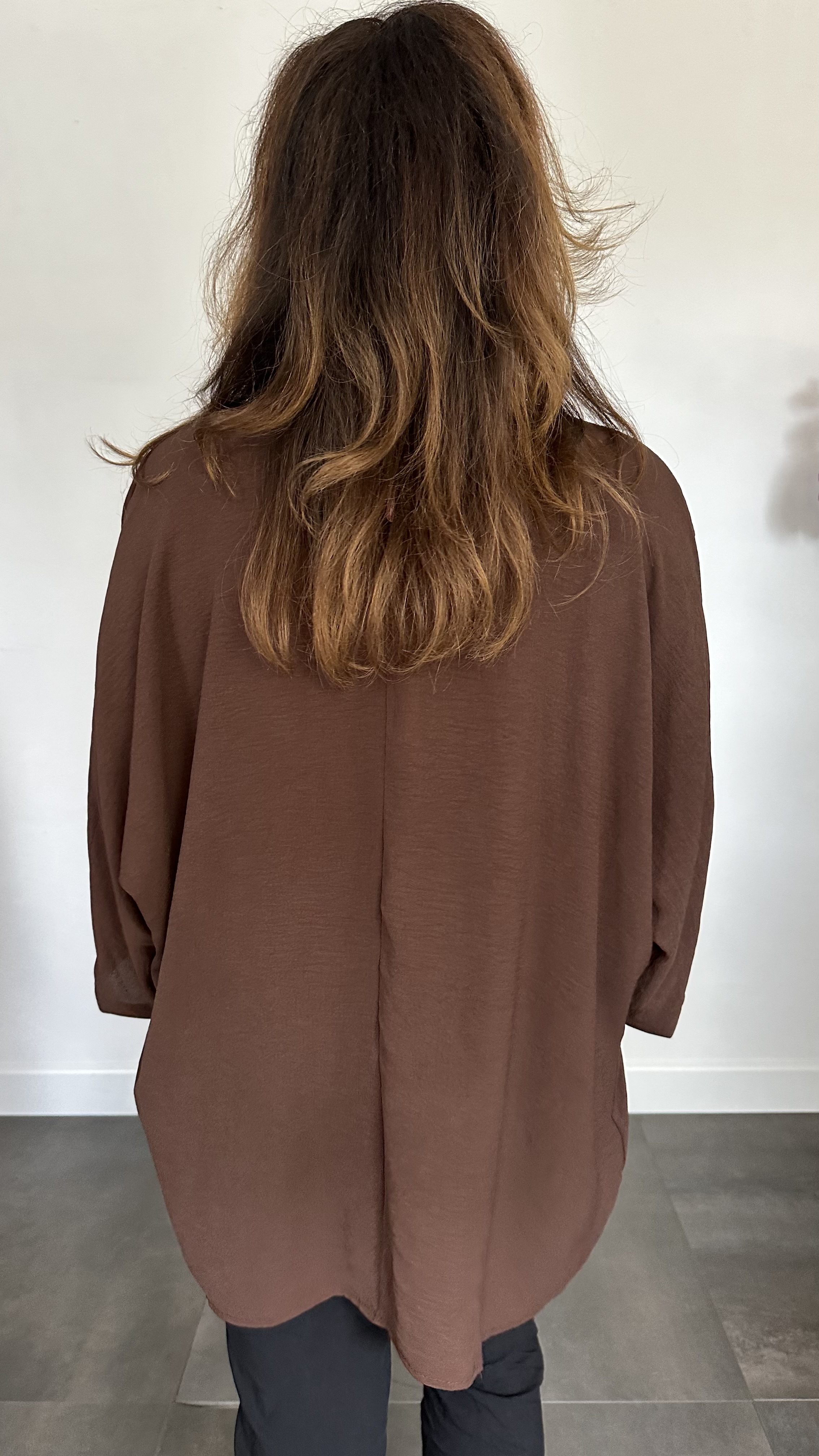Crepe shirt hearts +SIZE bruin