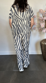 2-Delig comfy pak plissé Zebra Staalblauw SALE