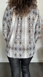 Ballon shirt met elastiek Snake grijs/wit