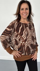 Blouse met boord zebra wave cognac