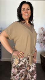 Top met knoop Sparkle Taupe